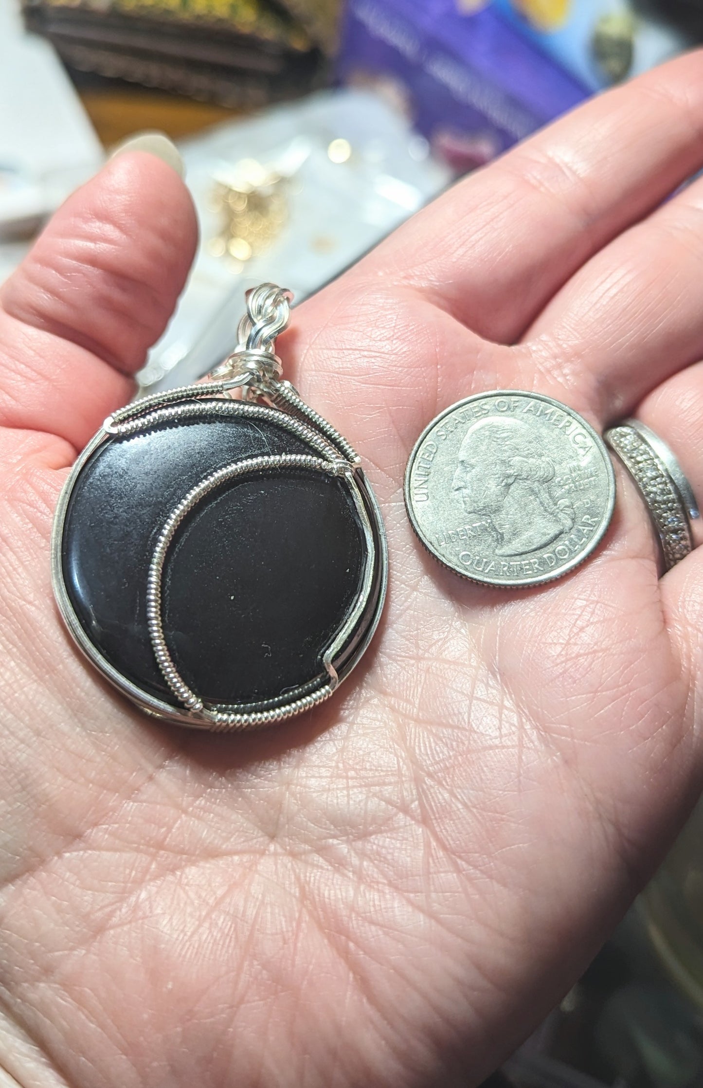 Grounded Moon: hematite in sterling silver