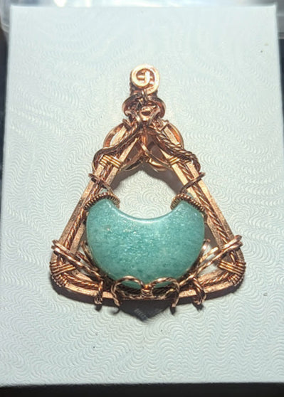 Amazonite Moon Statement Pendant in Copper
