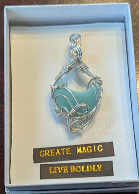 Amazonite moon pendant