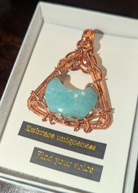 Amazonite Moon Statement Pendant in Copper
