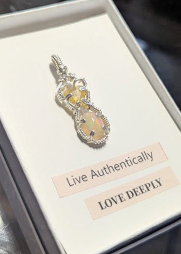 Double Opal Sterling Silver Pendant