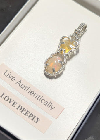 Double Opal Sterling Silver Pendant