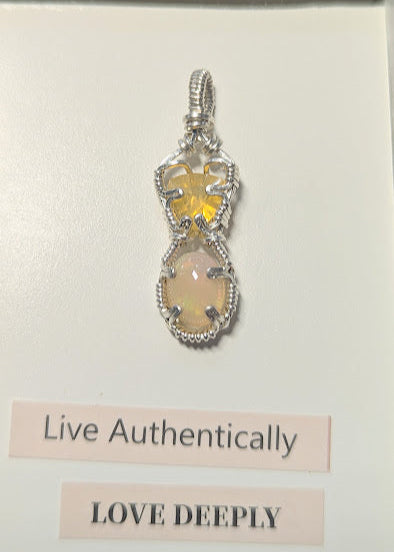 Double Opal Sterling Silver Pendant