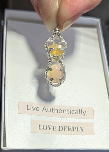 Double Opal Sterling Silver Pendant