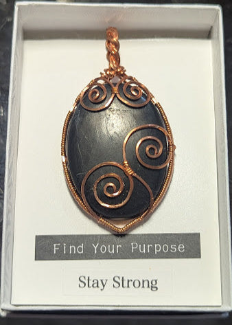Shungite Copper Spiral Pendant