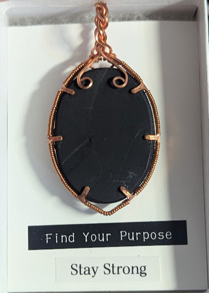 Shungite Copper Spiral Pendant