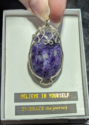 Charoite Silver Pendant