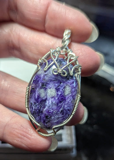 Charoite Silver Pendant