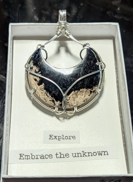 Palm Root Moon Silver Pendant