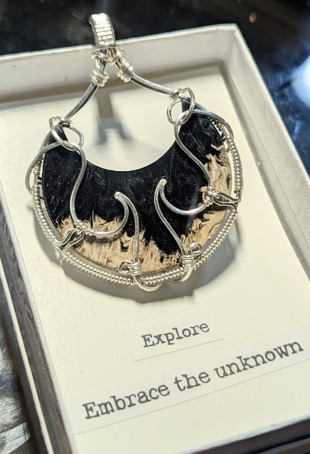 Palm Root Moon Silver Pendant