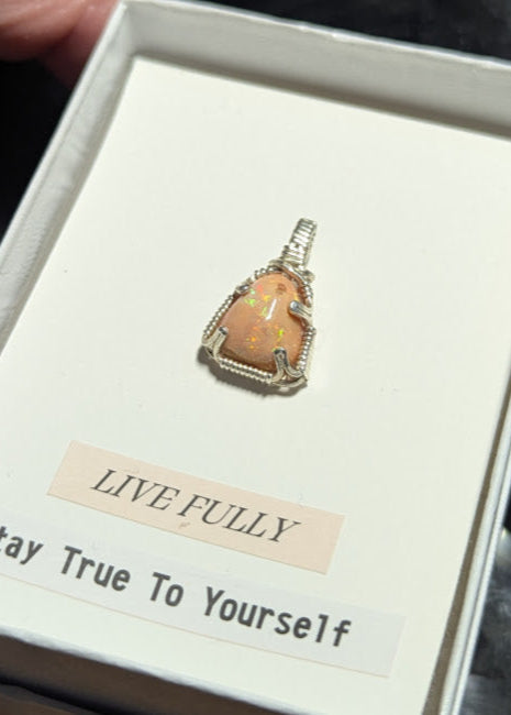 Mexican Fire Opal Silver Mini Pendant