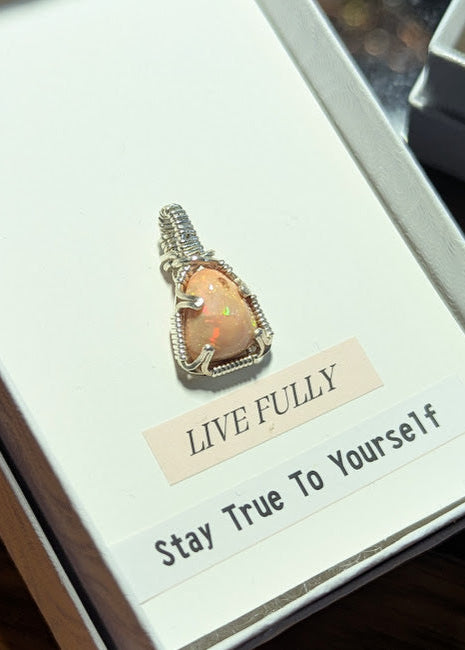 Mexican Fire Opal Silver Mini Pendant