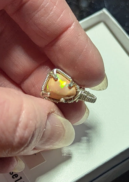 Mexican Fire Opal Silver Mini Pendant