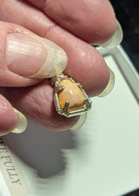 Mexican Fire Opal Silver Mini Pendant