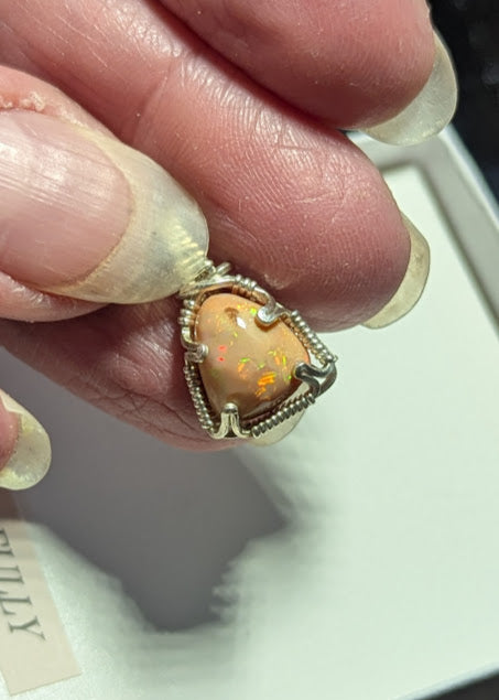 Mexican Fire Opal Silver Mini Pendant
