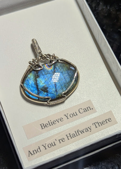 Labradorite Oval Silver Pendant