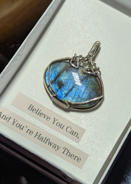 Labradorite Oval Silver Pendant