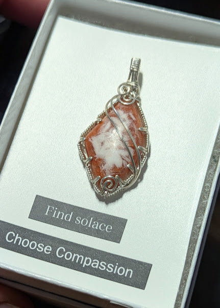 Pink Scolecite Silver Pendant