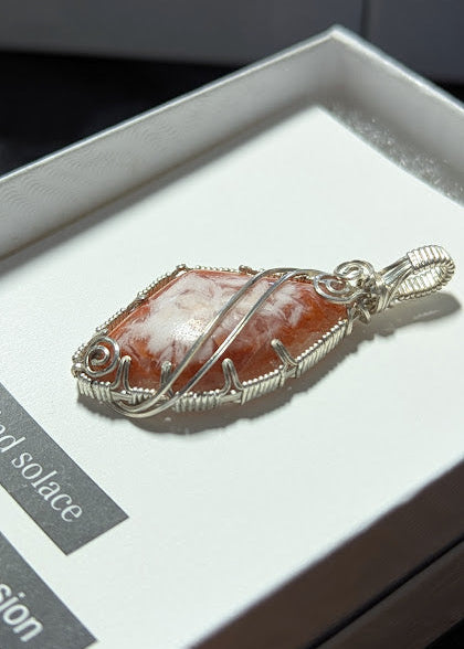 Pink Scolecite Silver Pendant