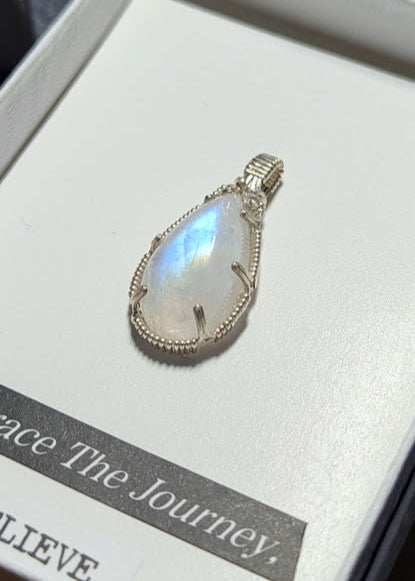 Rainbow Moonstone Teardrop Pendant