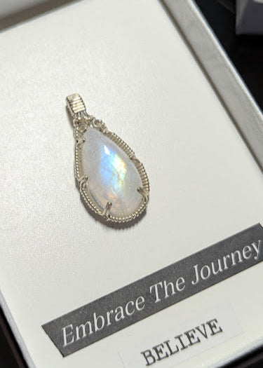 Rainbow Moonstone Teardrop Pendant