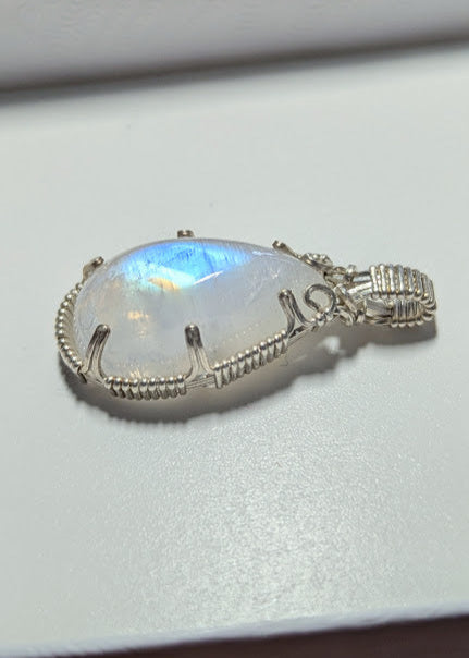 Rainbow Moonstone Teardrop Pendant