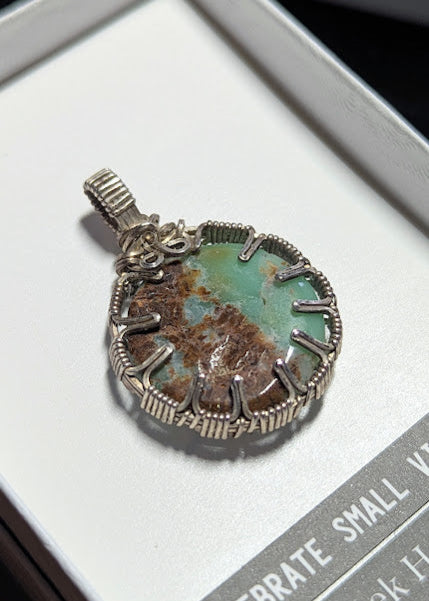 Chrysoprase Silver Button Pendant
