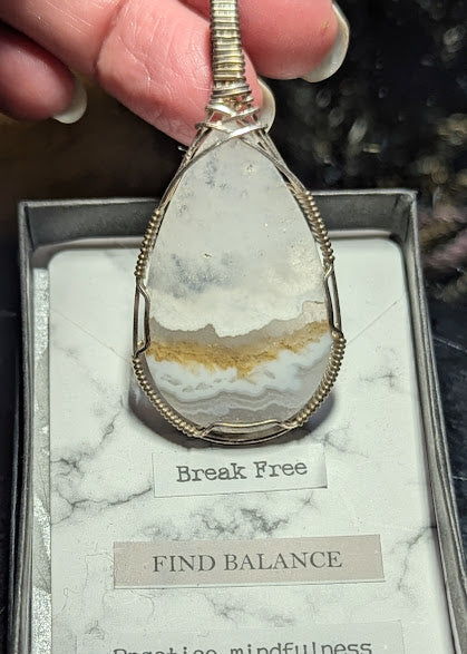 Sky Agate Silver Pendant