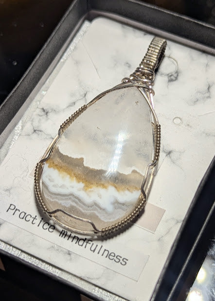 Sky Agate Silver Pendant
