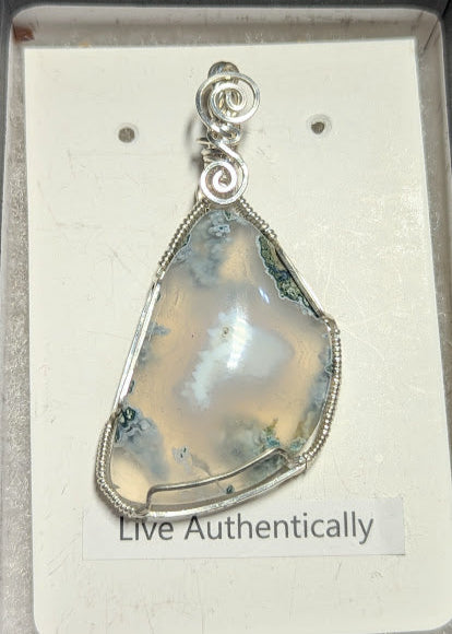 Freeform Moss Agate Pendant