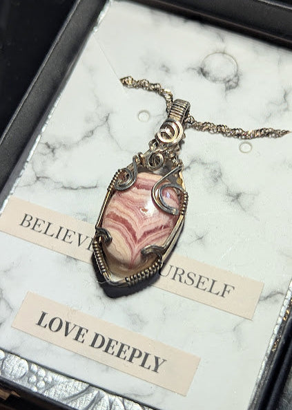 Rhodochrosite Sheild Pendant