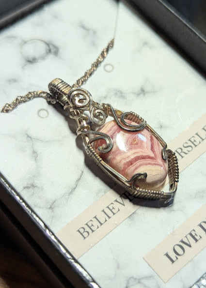 Rhodochrosite Sheild Pendant