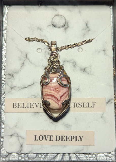 Rhodochrosite Sheild Pendant