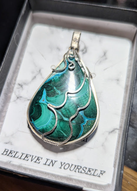 Chrysocolla Silver Drop Pendant