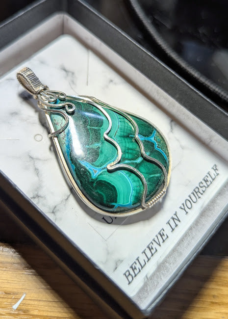 Chrysocolla Silver Drop Pendant