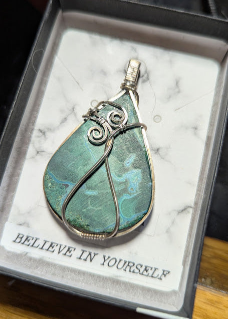 Chrysocolla Silver Drop Pendant