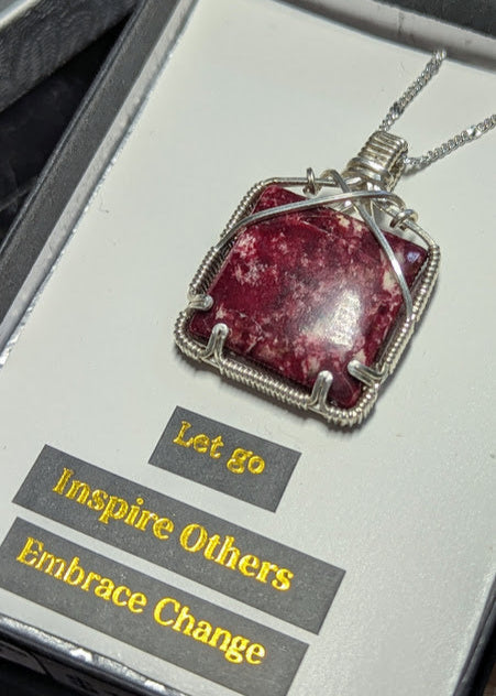 Thulite SIlver Pendant
