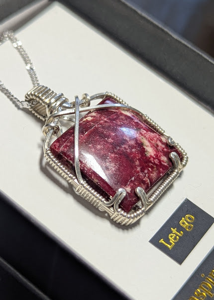 Thulite SIlver Pendant