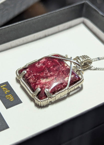 Thulite SIlver Pendant