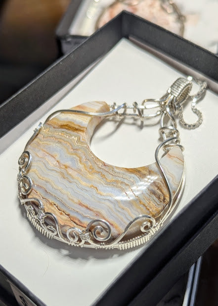 White Lace Moon Pendant