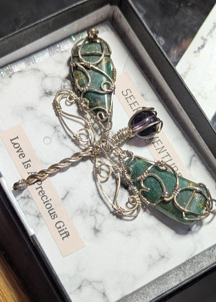 Emerald Jasper Dragonfly Pendant