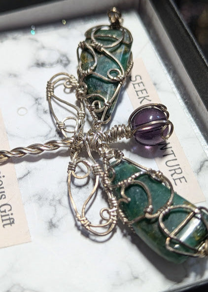 Emerald Jasper Dragonfly Pendant