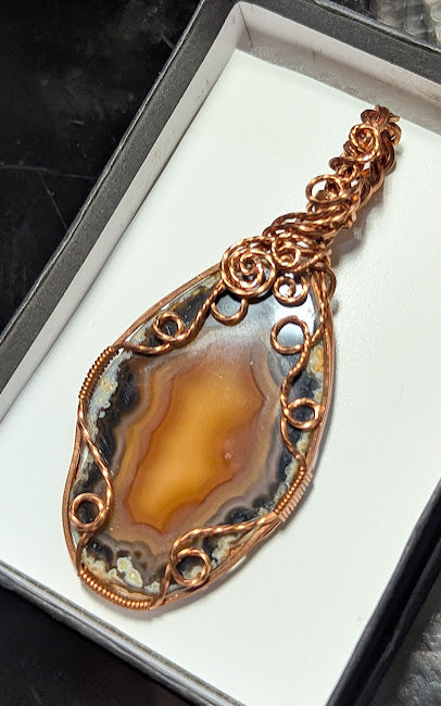 Agate Slice Copper Pendant