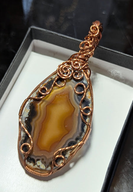 Agate Slice Copper Pendant