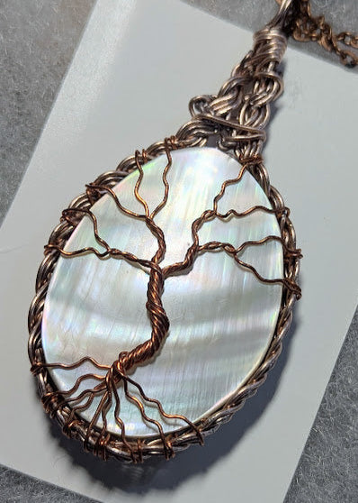 Abalone Tree of LIfe Reversible Pendant