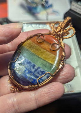 Rainbow Chakra Worry Stone Pendant
