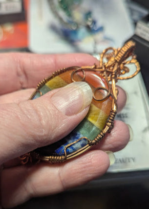 Rainbow Chakra Worry Stone Pendant