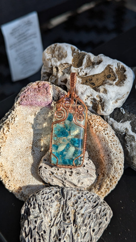 Handmade resin gemstone cabochon in copper