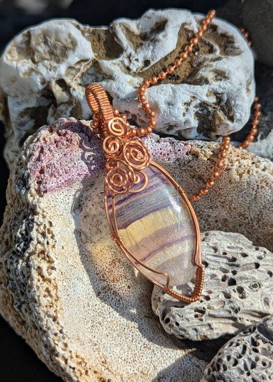 Rainbow Fluorite Copper Pendant
