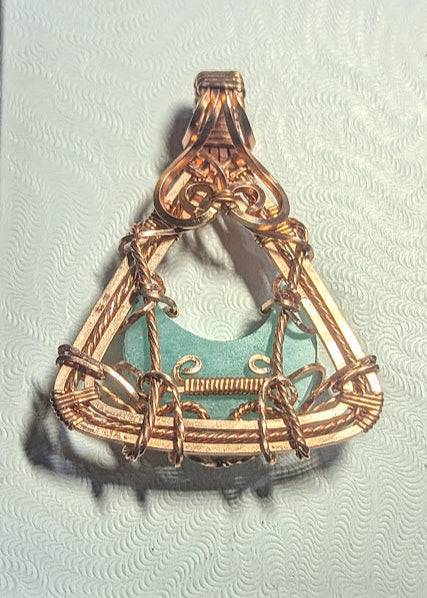 Amazonite Moon Statement Pendant in Copper